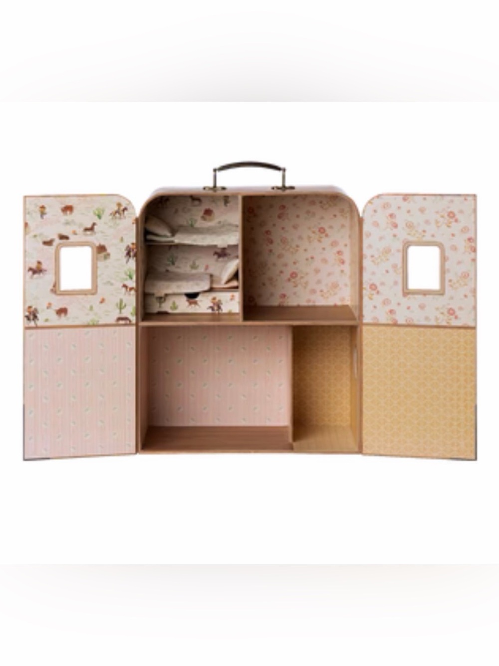 Kids Toy Playhouse Carry Case - Cream with Green Shutters - Picture 2 of 5
